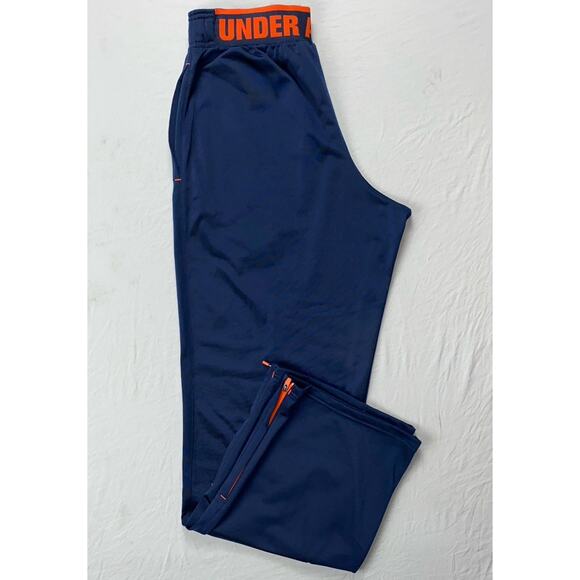 Under Armour Loose Pull On Zip Cuff Athletic Track Pants. Navy/Orange. Men's M. - Picture 1 of 9